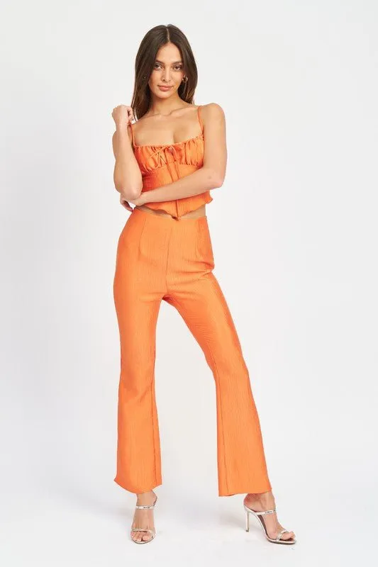 Orange Flare High Rise Pants
