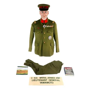 Original Imperial Japanese Army Infantry Officer M90 Type Uniform For Lieutenant General Tsunoru Yamamoto,  Commander, 72 Independent Mixed Brigade, Burma - Formerly Part of the A.A.F. Tank Museum