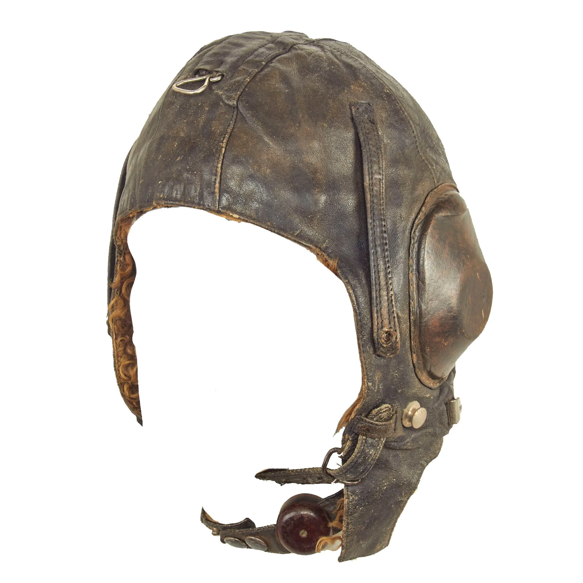 Original Soviet Union WWII Era Soviet Air Forces Leather Flight Helmet With WWII German Avionics