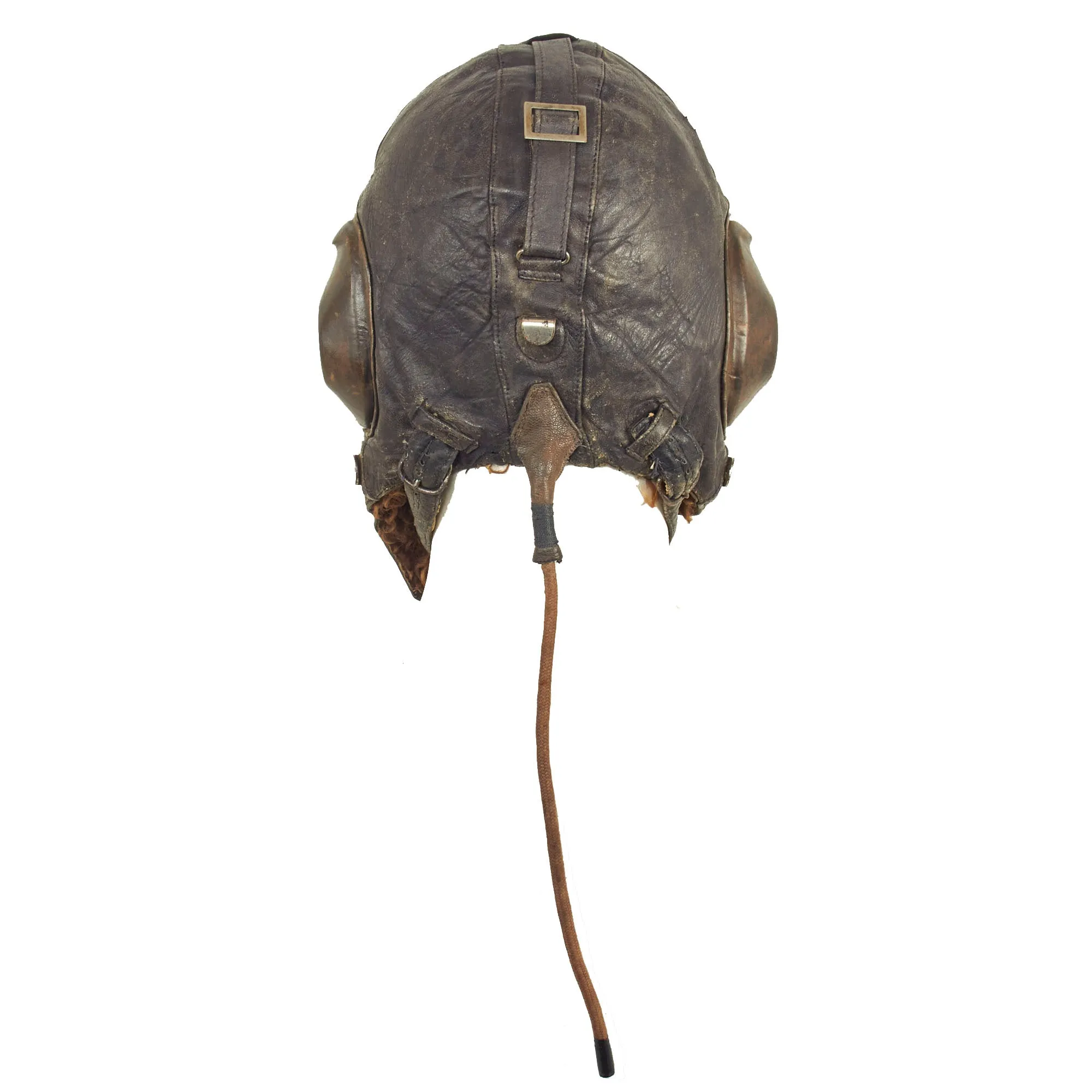 Original Soviet Union WWII Era Soviet Air Forces Leather Flight Helmet With WWII German Avionics