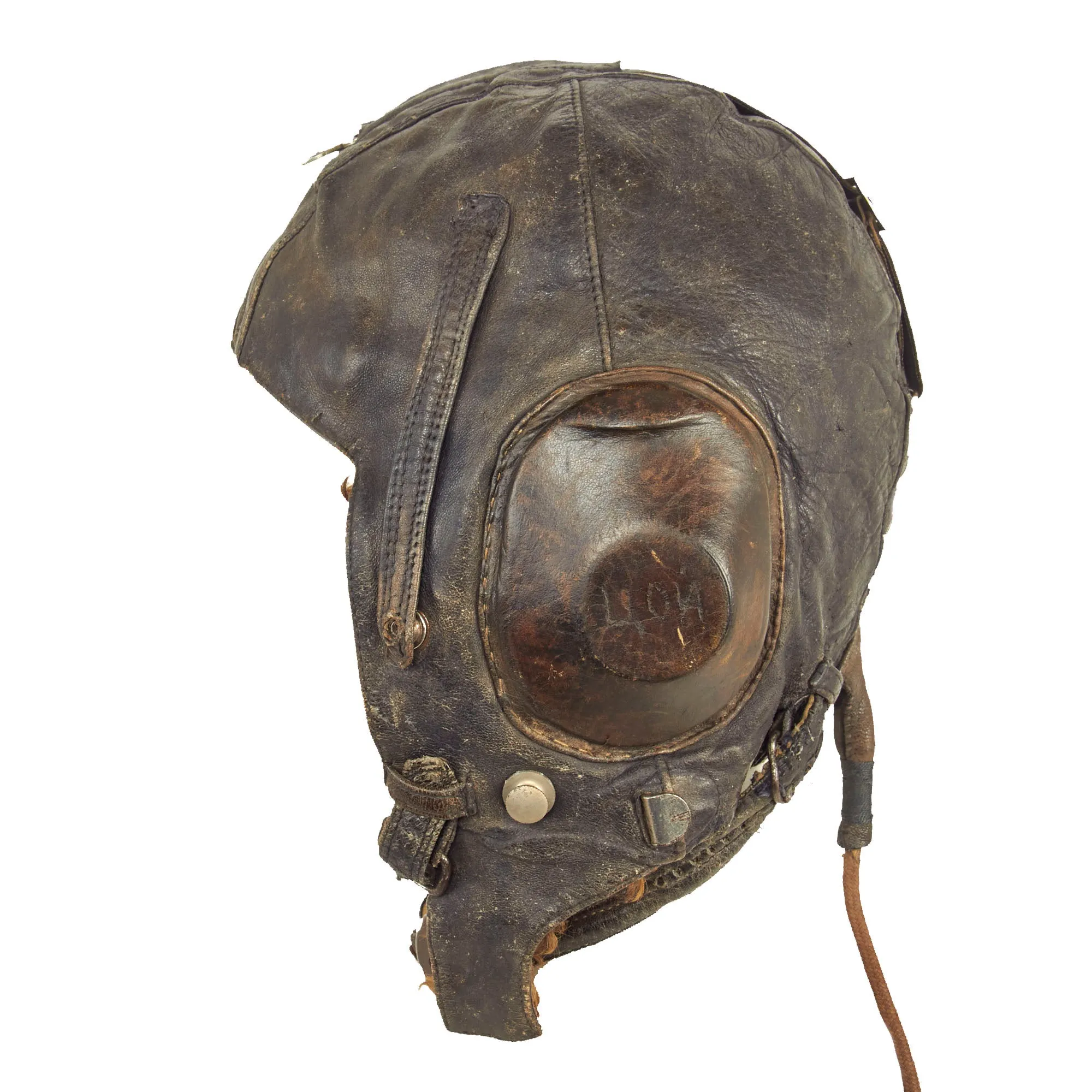 Original Soviet Union WWII Era Soviet Air Forces Leather Flight Helmet With WWII German Avionics