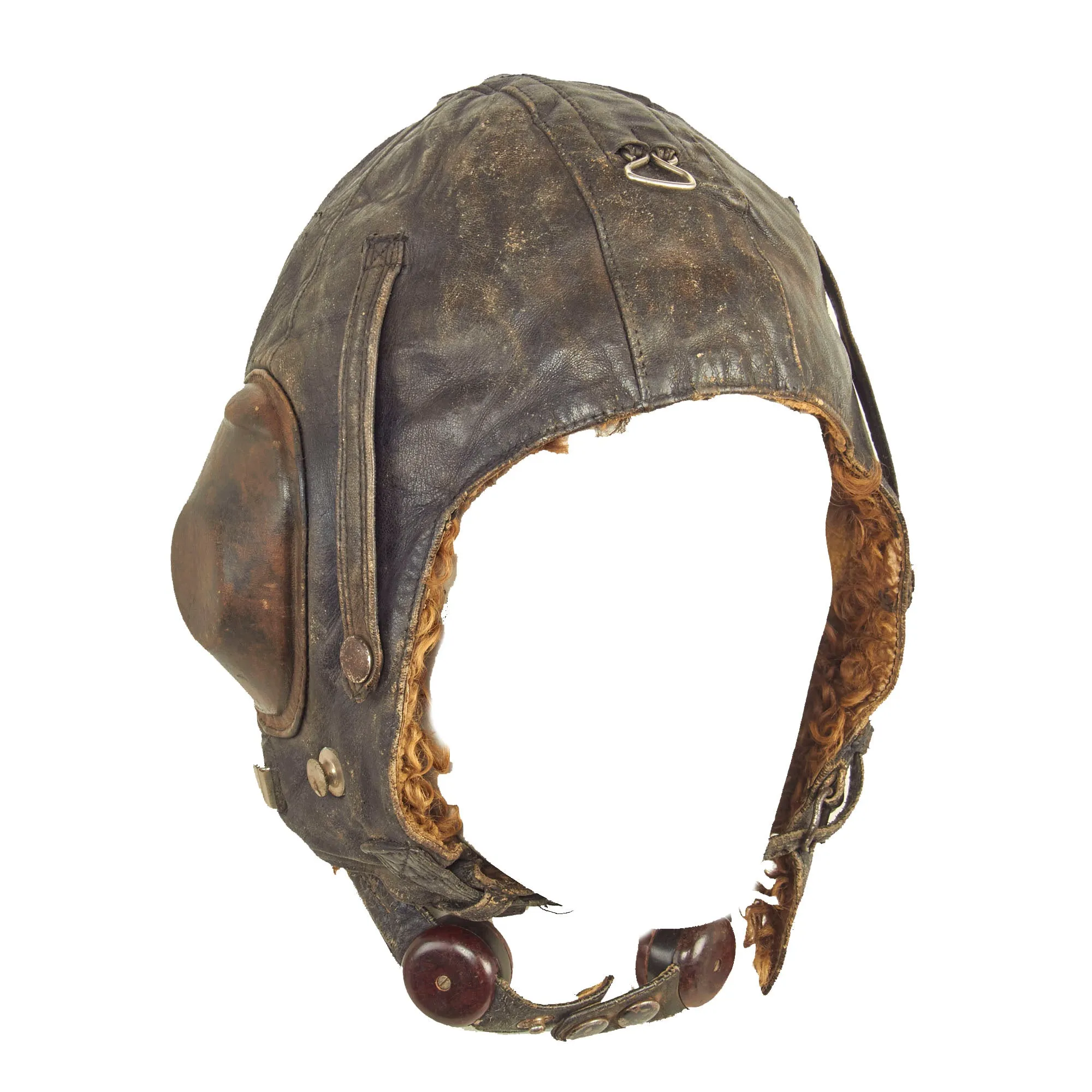 Original Soviet Union WWII Era Soviet Air Forces Leather Flight Helmet With WWII German Avionics