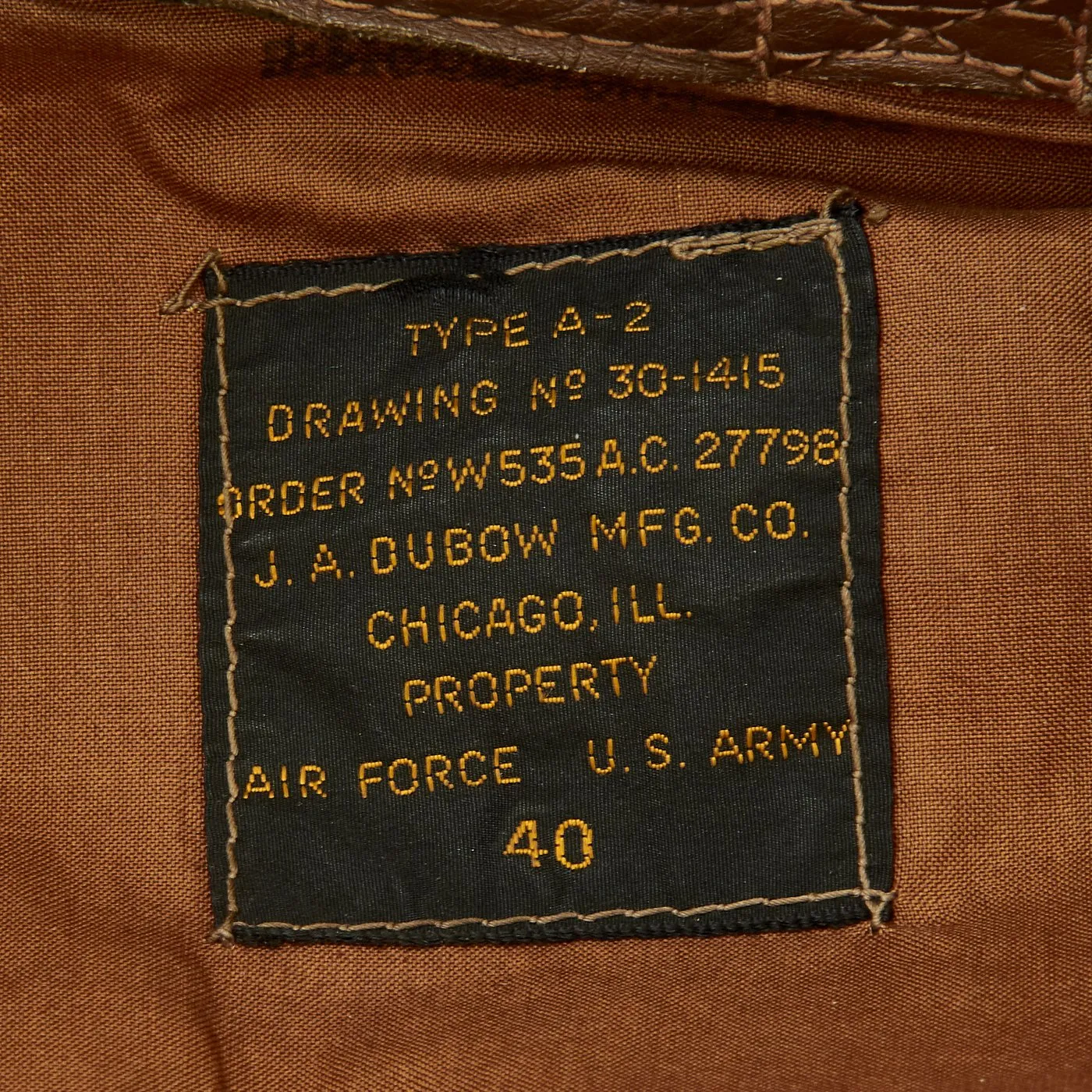 Original U.S. WWII B-24 Rage in Heaven 852nd Bomb Squadron Named A-2 Flight Jacket
