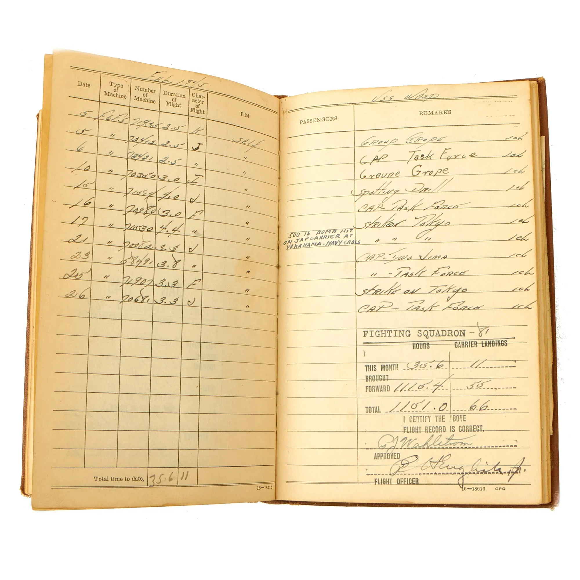 Original U.S. WWII Navy Cross Recipient Fighter Pilot Grouping for LtJG Paul Wahlstrom Who Sunk A Japanese Aircraft Carrier with Original Citation