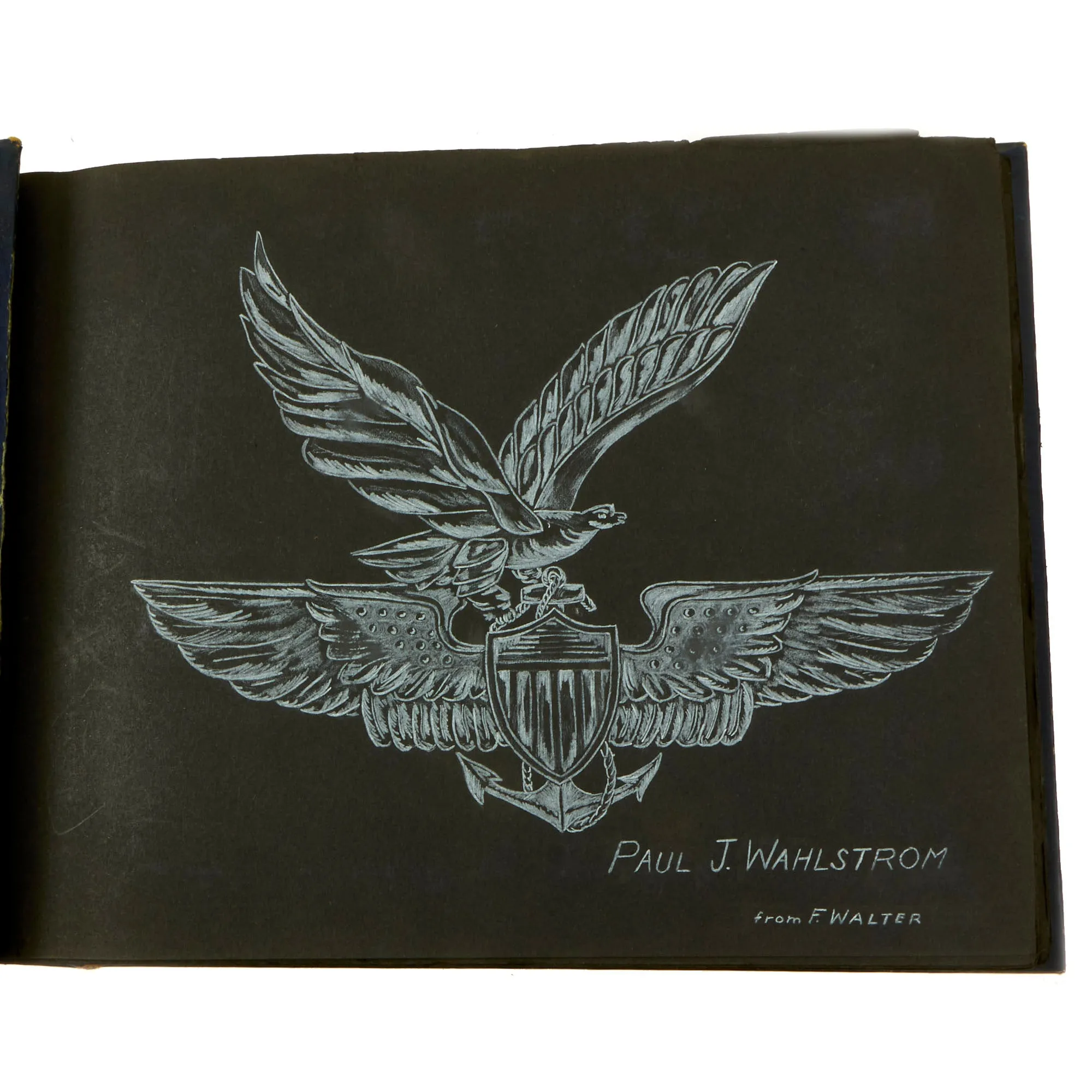 Original U.S. WWII Navy Cross Recipient Fighter Pilot Grouping for LtJG Paul Wahlstrom Who Sunk A Japanese Aircraft Carrier with Original Citation