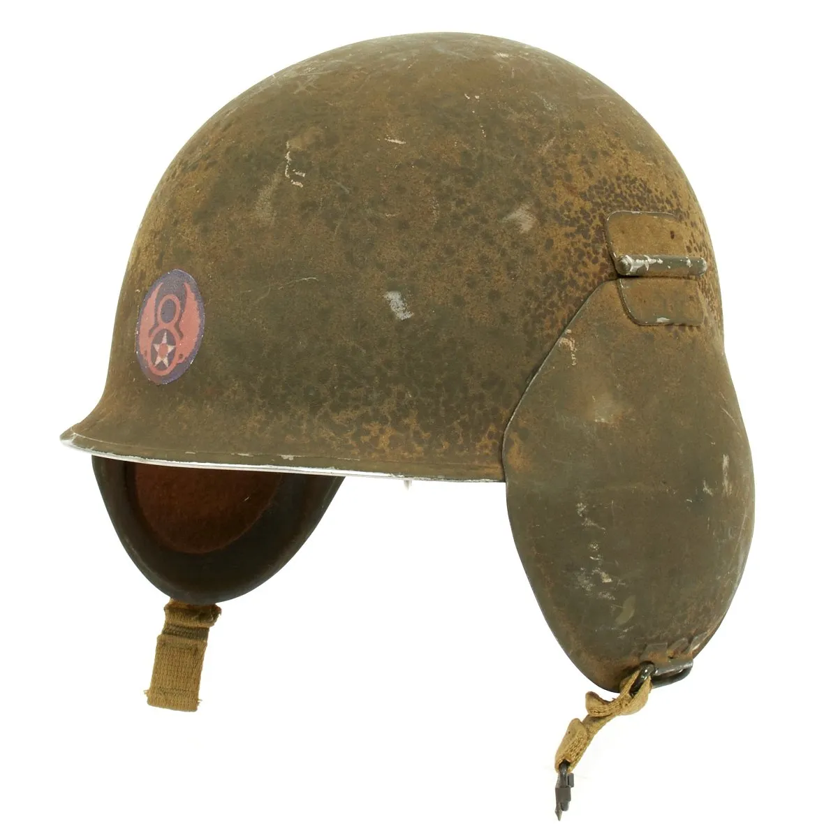 Original U.S. WWII USAAF Bomber Crew M3 Steel FLAK Helmet with 8th Air Force Insignia
