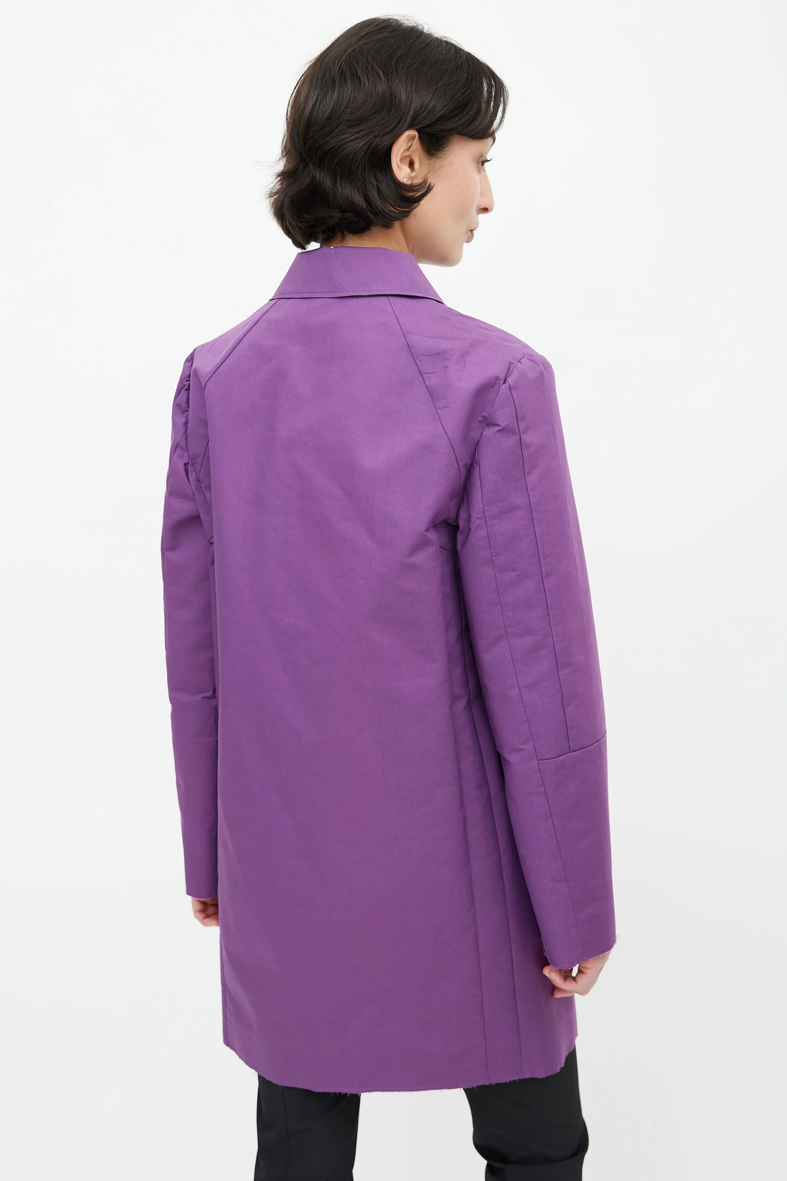 Purple Raw Hem Trench Coat