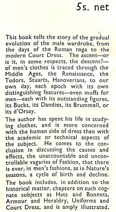 "When Men Wore Muffs; The Story Of Men's Clothes" 1936 PRICE, H.P.