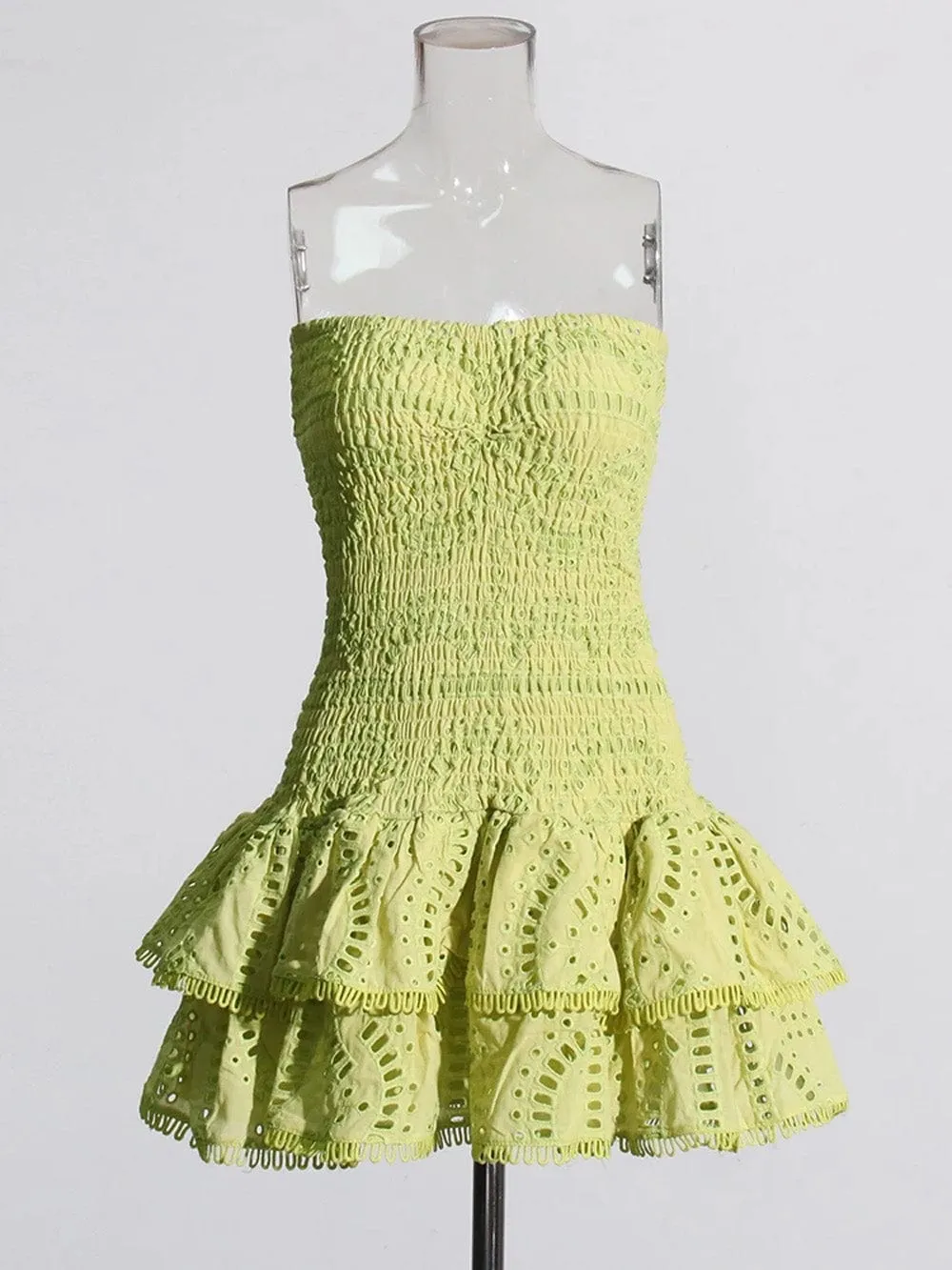 Sophia Sleeveless Spliced Ruffles Mini Dress