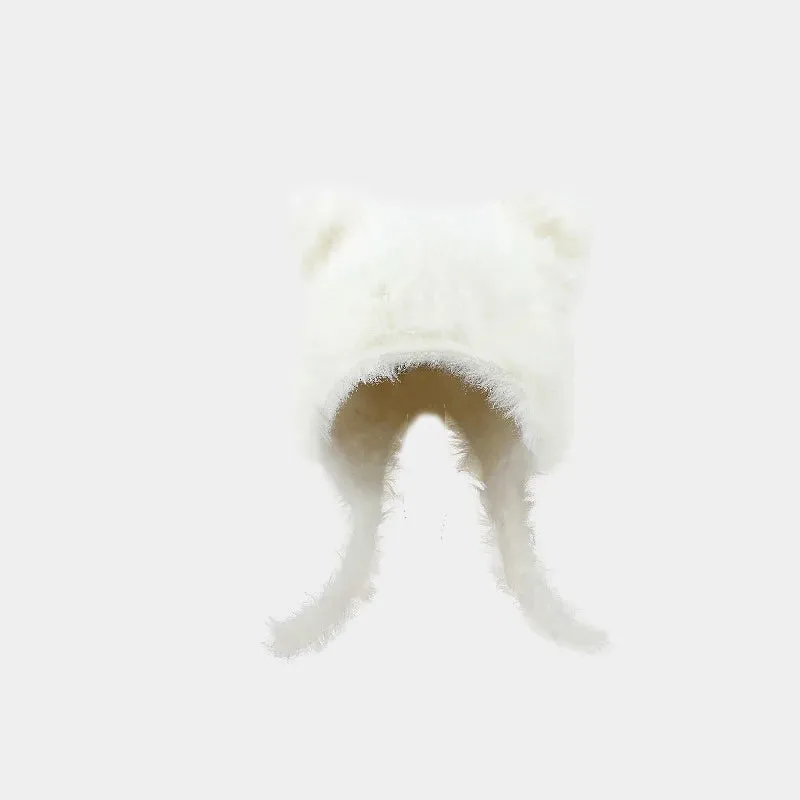 TAVIMART  -  Korean Simple and Cute Plush Bear Ears Pullover Hat Winter Trend Warm Imitation Rabbit Fur Ear Protectors Bomber Hats for Women