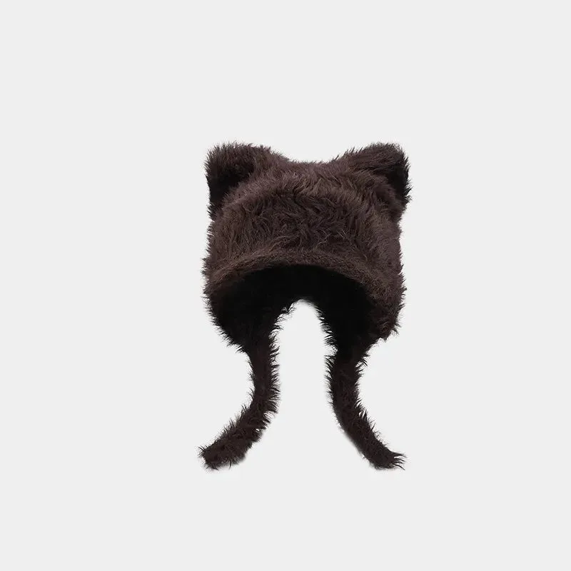 TAVIMART  -  Korean Simple and Cute Plush Bear Ears Pullover Hat Winter Trend Warm Imitation Rabbit Fur Ear Protectors Bomber Hats for Women