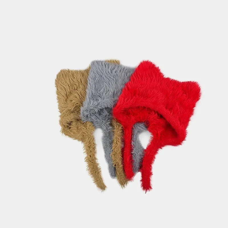 TAVIMART  -  Korean Simple and Cute Plush Bear Ears Pullover Hat Winter Trend Warm Imitation Rabbit Fur Ear Protectors Bomber Hats for Women