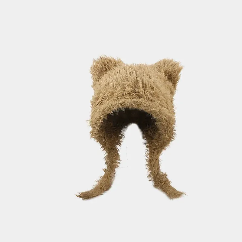 TAVIMART  -  Korean Simple and Cute Plush Bear Ears Pullover Hat Winter Trend Warm Imitation Rabbit Fur Ear Protectors Bomber Hats for Women