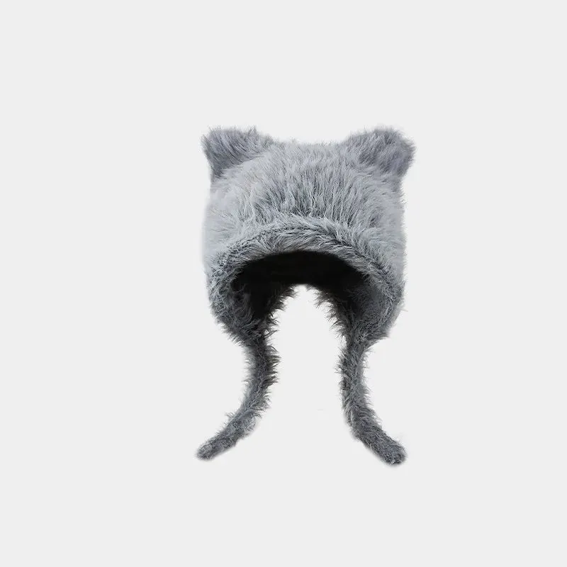 TAVIMART  -  Korean Simple and Cute Plush Bear Ears Pullover Hat Winter Trend Warm Imitation Rabbit Fur Ear Protectors Bomber Hats for Women