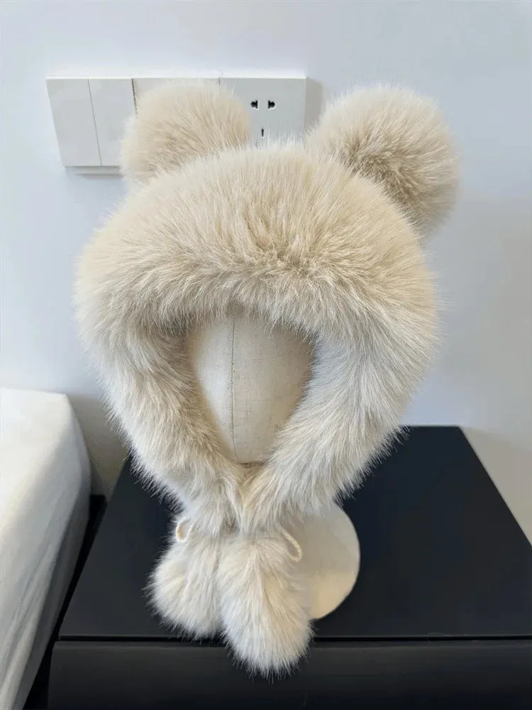 TEEK - Faux Fox Plush Bear Ear Hat