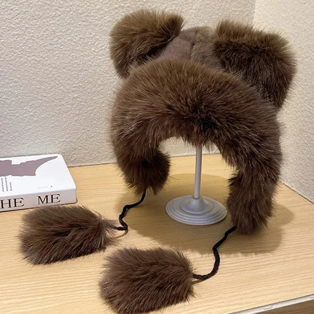 TEEK - Faux Fox Plush Bear Ear Hat