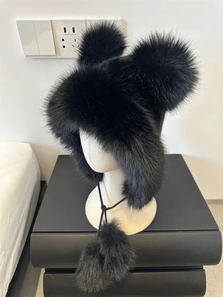 TEEK - Faux Fox Plush Bear Ear Hat