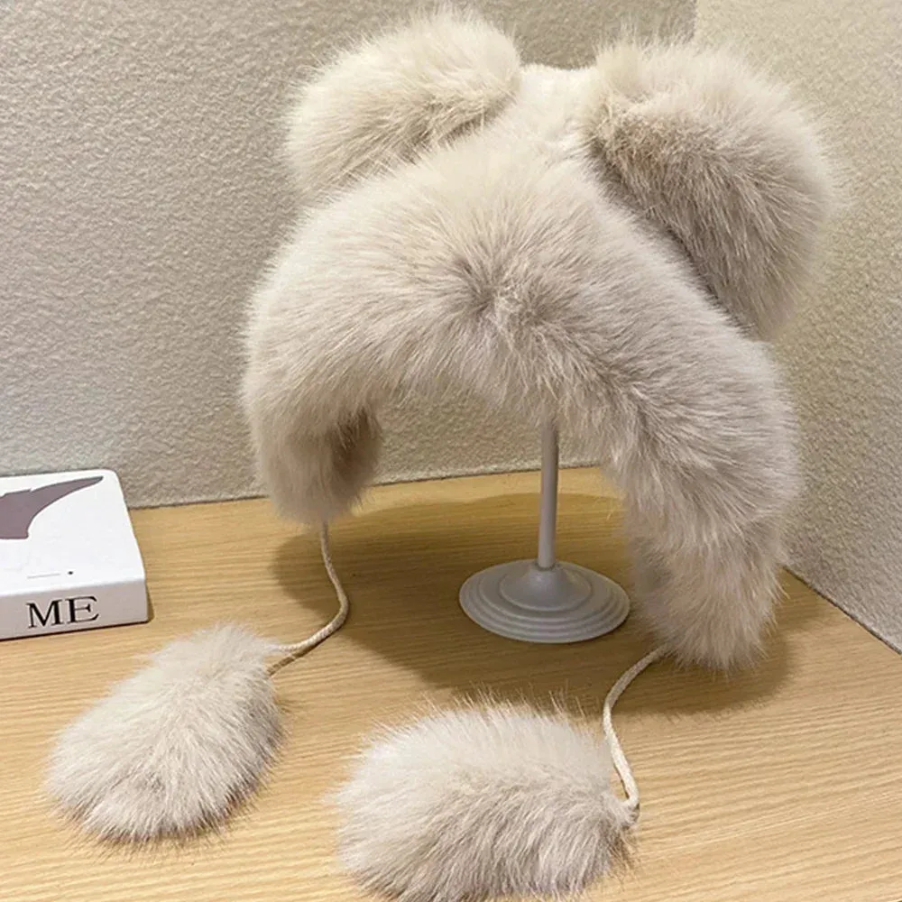 TEEK - Faux Fox Plush Bear Ear Hat