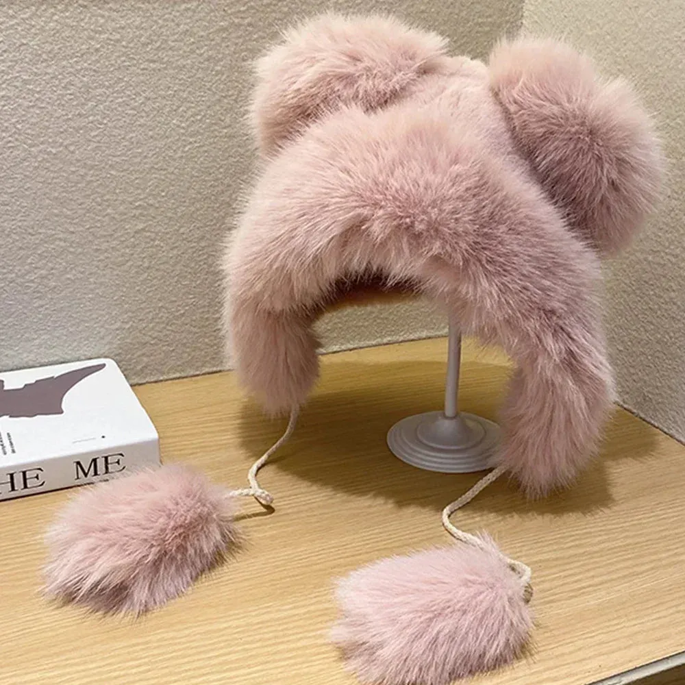 TEEK - Faux Fox Plush Bear Ear Hat