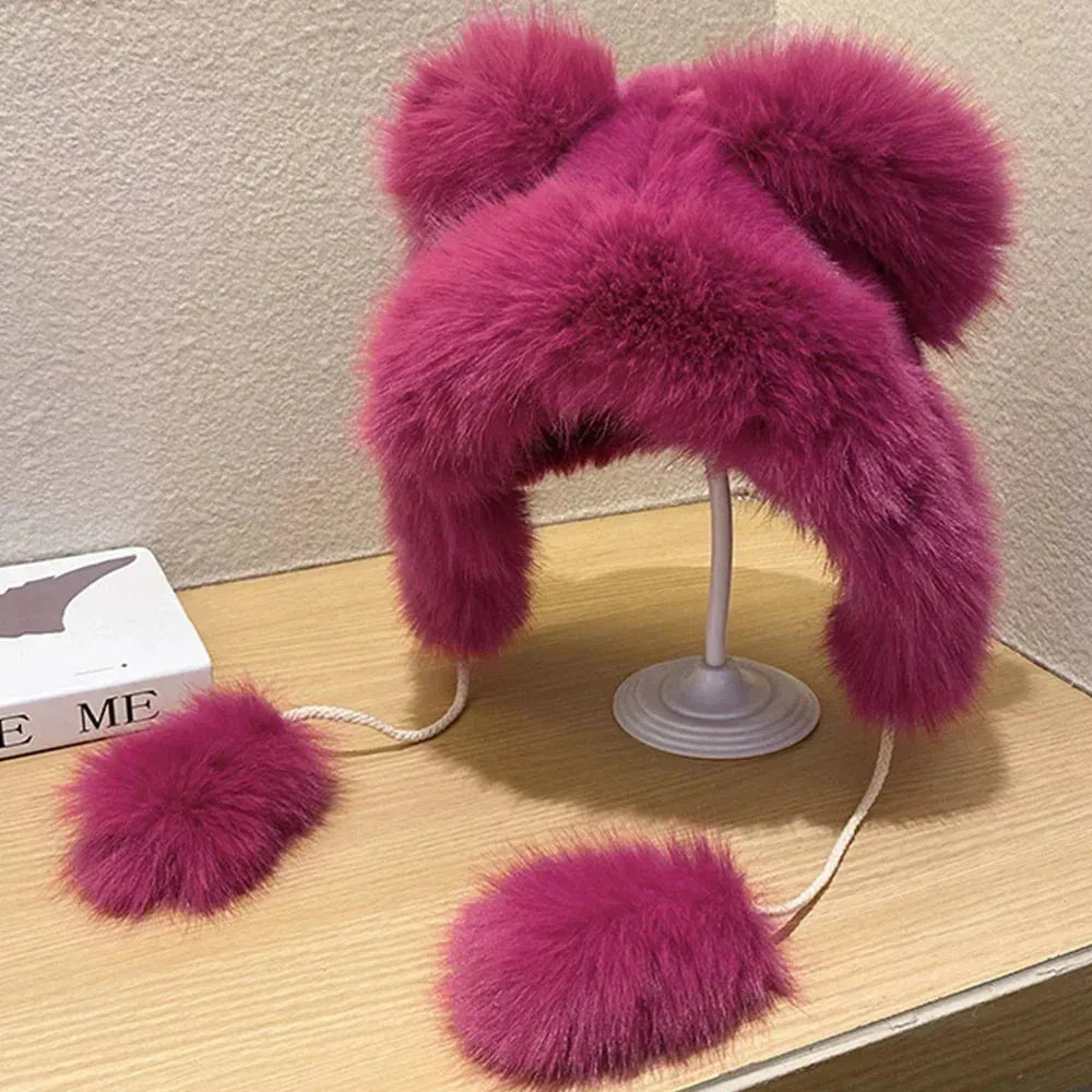TEEK - Faux Fox Plush Bear Ear Hat