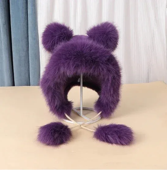 TEEK - Faux Fox Plush Bear Ear Hat