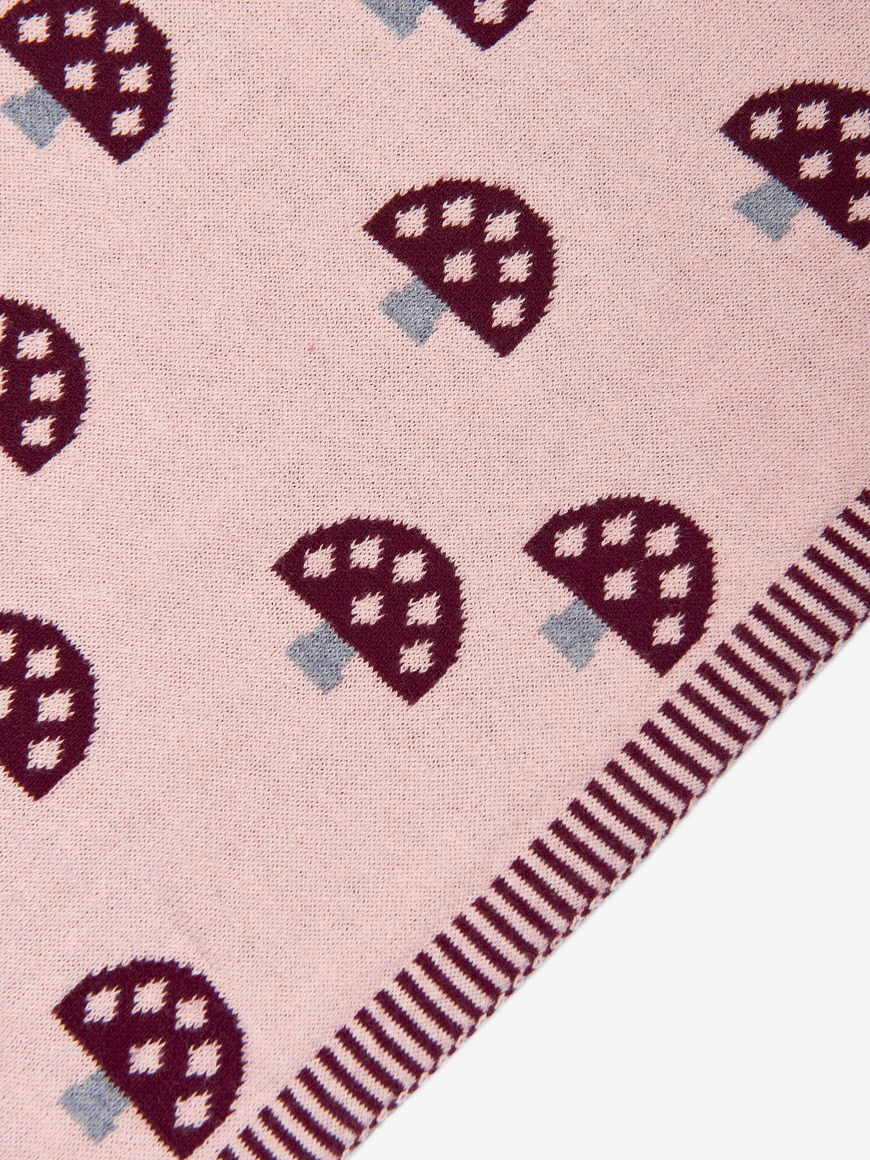 The Bonnie Mob Baby Girls Scout Mushroom Knit Shawl in Pink