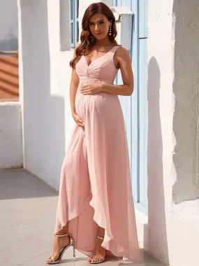 V-Neck Asymmetrical Chiffon Maternity Dress Size 8