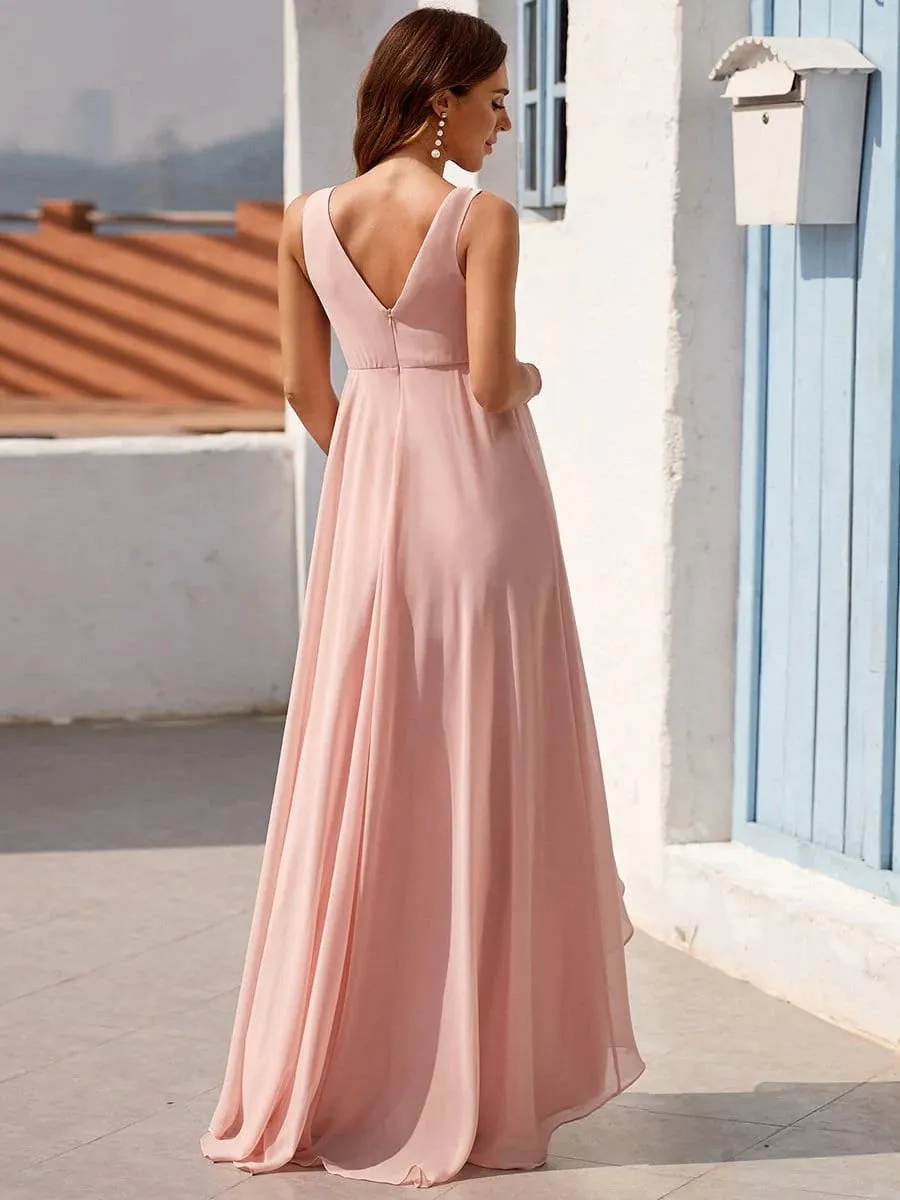 V-Neck Asymmetrical Chiffon Maternity Dress Size 8