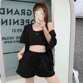 Women's Clothing Women's Jacket   Camisole   Short Pants 3 Pcs Set XL 388073