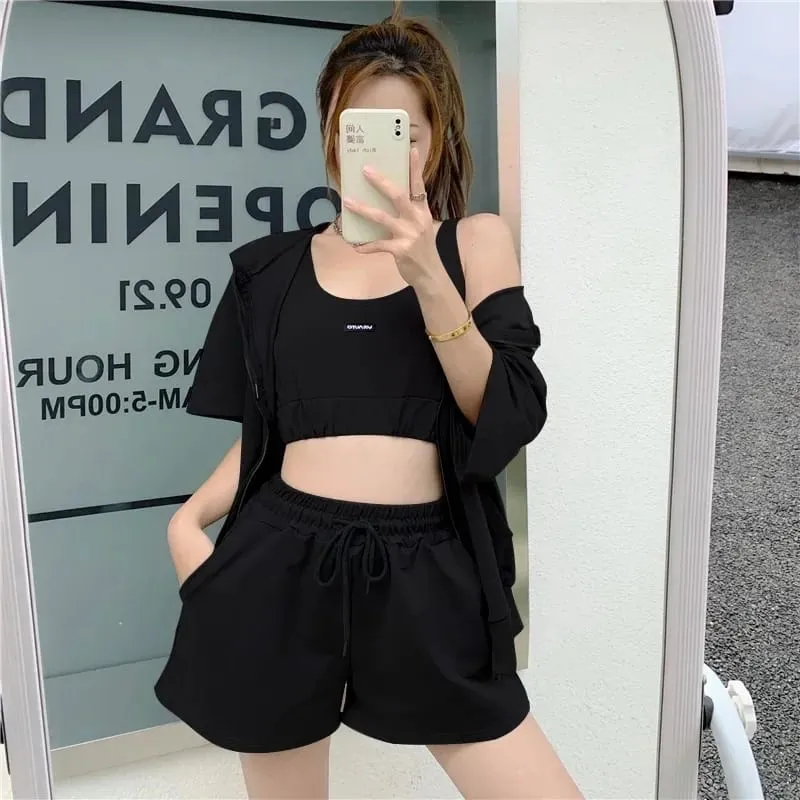 Women's Clothing Women's Jacket   Camisole   Short Pants 3 Pcs Set XL 388073