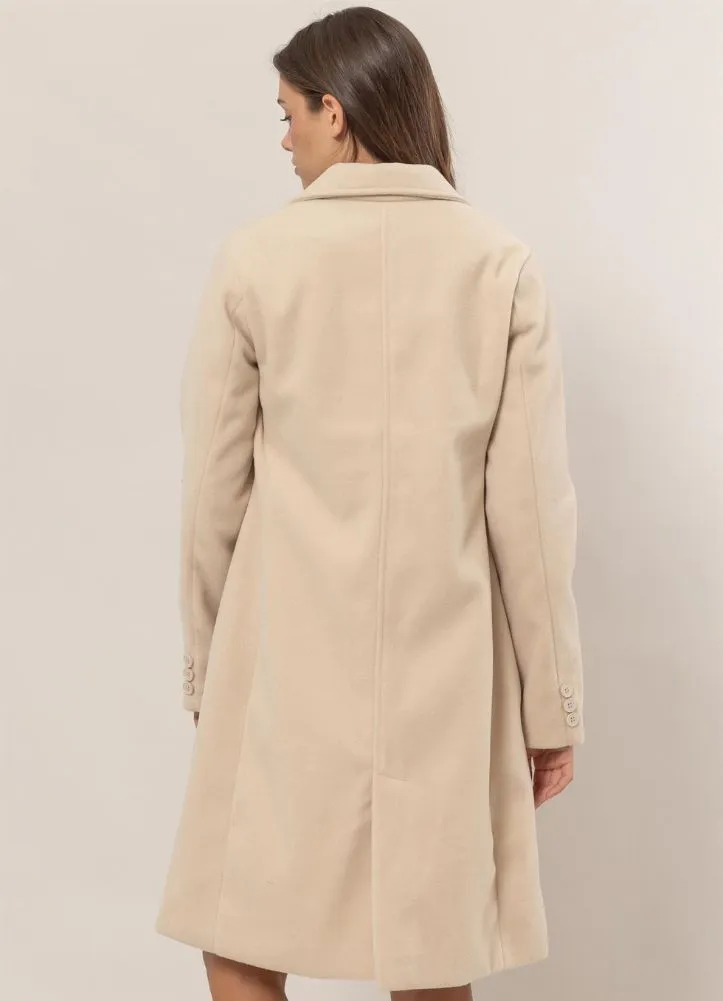 Wool Like Half Coat in Ecru by Hyfve